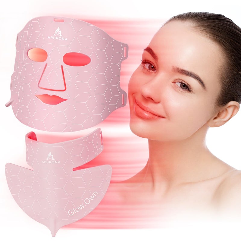 Aphrona Acne Removal Wrinkle Reduction Skin Care Mask LED Light Therapy Red light Blue light Glowing Skin Photo Facial 7 color
