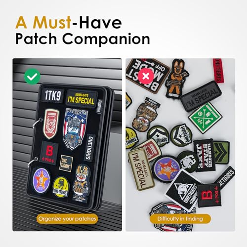 OneTigris Patch Board, Flip-Page Patch Book Tactical Patches Booklet Organizer Mini Display Panel Holder with Metal Removable Ring Binders, 11" x 8" - Image 5