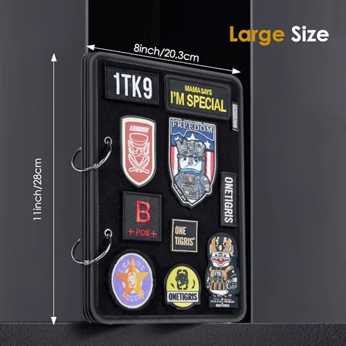 OneTigris Patch Board, Flip-Page Patch Book Tactical Patches Booklet Organizer Mini Display Panel Holder with Metal Removable Ring Binders, 11" x 8" - Image 4