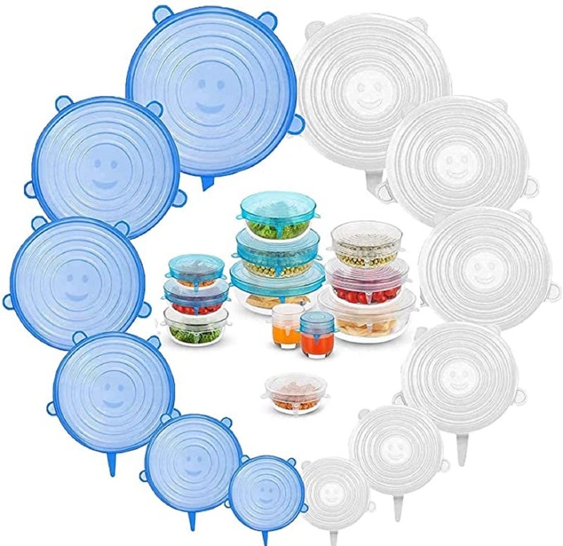 AmigozZ Microwave Safe Silicone Stretch Lids. Reusable Flexible Covers for Rectangle, Round, Square Bowls, Dishes, Plates, Cans, Jars, Glassware and Mugs (Free Size, Multicolor) (SET OF 6) - Image 2