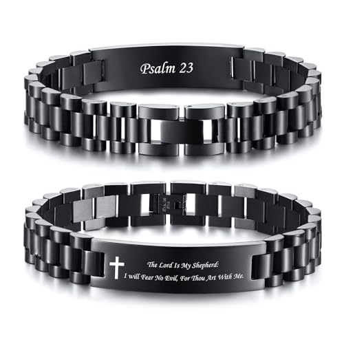 VNOX Christian Bracelet for Men | Personalized Bracelet for Men Bible Verse Scripture Bracelets Mens Inspirational Bracelets Cross Chain Link Bracelet, Religious Christian Gifts for Men - Image 1