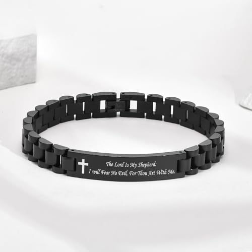 VNOX Christian Bracelet for Men | Personalized Bracelet for Men Bible Verse Scripture Bracelets Mens Inspirational Bracelets Cross Chain Link Bracelet, Religious Christian Gifts for Men - Image 4