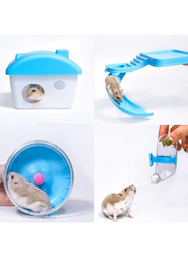 Neostyle Small Hamster Cage, 2 Tier Travel Cage with  Exercise Wheel Water Bottle and Food Dish,27 * 21 * 30cm (Blue)  - Image 3