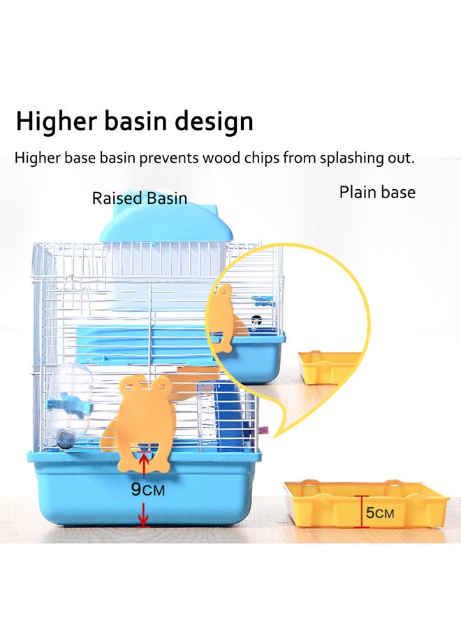 Neostyle Small Hamster Cage, 2 Tier Travel Cage with  Exercise Wheel Water Bottle and Food Dish,27 * 21 * 30cm (Blue)  - Image 5