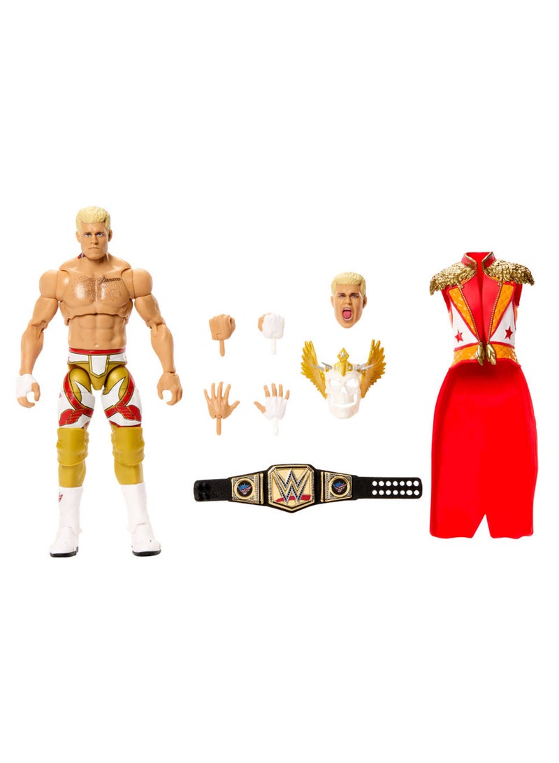 WWE Ultimate Edition Action Figure & Accessories Set, Cody Rhodes 6-inch Collectible with Swappable Heads & Hands, 30 Articulation Points - Image 1