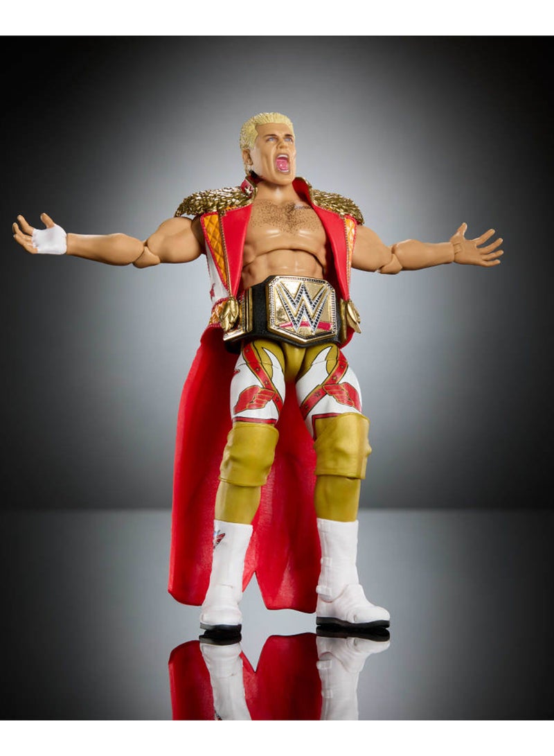 WWE Ultimate Edition Action Figure & Accessories Set, Cody Rhodes 6-inch Collectible with Swappable Heads & Hands, 30 Articulation Points - Image 5