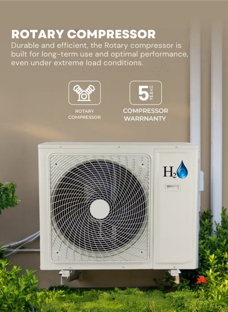 H2O 1 Ton Rotary Split AC – 12000 BTU, T3 Tropical Compressor, Energy Efficient Cooling with R410A Gas & 4-Way Swing – Ideal for Small Rooms & Offices - Image 5