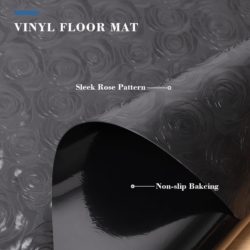 Tydle Vinyl Floor Mat, 5' Ã— 7' Area Mat for Living Room, Waterproof Area Rug for Dining Room, Large Office Chair Mat for Hard Floors (Black) - Image 2