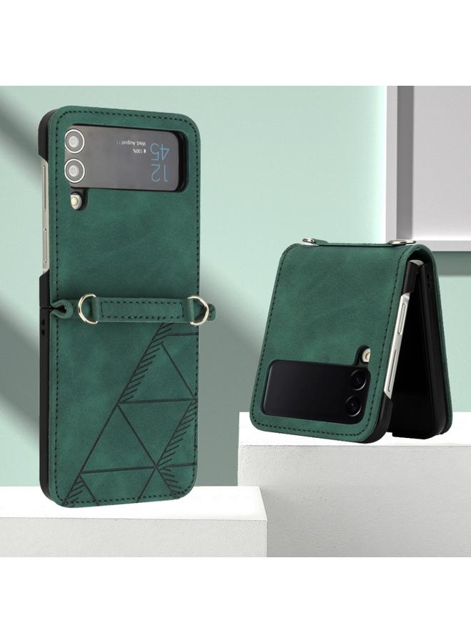 اس-توب جراب لهاتف Samsung Galaxy Z Flip4 مصنوع من الجلد المنقوش ثلاثي الأبعاد - Image 5