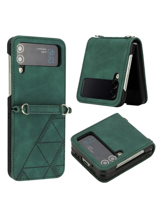 اس-توب جراب لهاتف Samsung Galaxy Z Flip4 مصنوع من الجلد المنقوش ثلاثي الأبعاد - Image 1