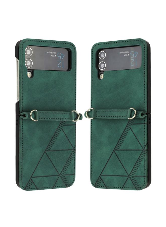 اس-توب جراب لهاتف Samsung Galaxy Z Flip4 مصنوع من الجلد المنقوش ثلاثي الأبعاد - Image 2