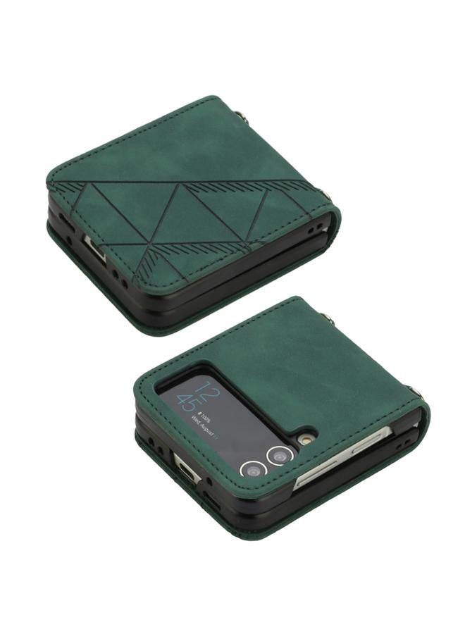 اس-توب جراب لهاتف Samsung Galaxy Z Flip4 مصنوع من الجلد المنقوش ثلاثي الأبعاد - Image 3