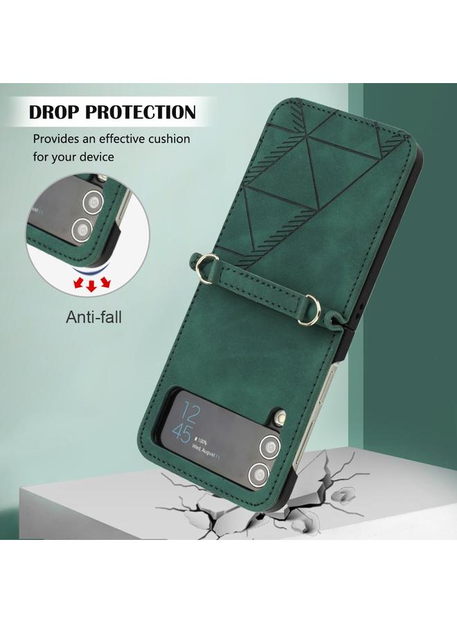 اس-توب جراب لهاتف Samsung Galaxy Z Flip4 مصنوع من الجلد المنقوش ثلاثي الأبعاد - Image 4