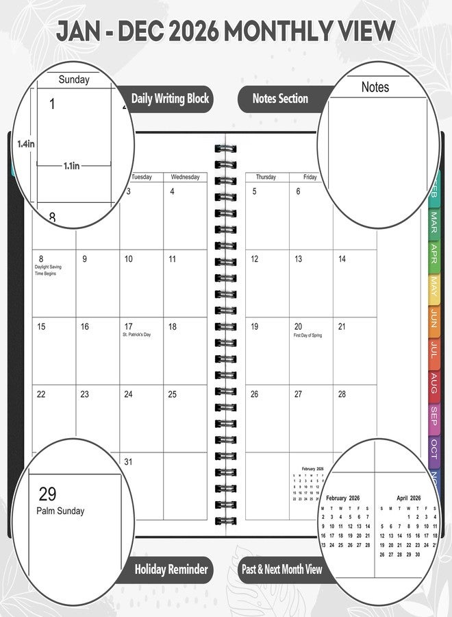 OMEYA 2026 Planner - 2026 Planner Weekly and Monthly: Jan. 2026 - Dec. 2026, 5.5" x 8.2", 2026 Calendar Planner with Monthly Tabs, Flexible Cover, Thick Paper, Inner Pocket for School Office Supplies(Black) - Image 4