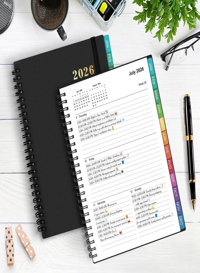 OMEYA 2026 Planner - 2026 Planner Weekly and Monthly: Jan. 2026 - Dec. 2026, 5.5" x 8.2", 2026 Calendar Planner with Monthly Tabs, Flexible Cover, Thick Paper, Inner Pocket for School Office Supplies(Black) - Image 2