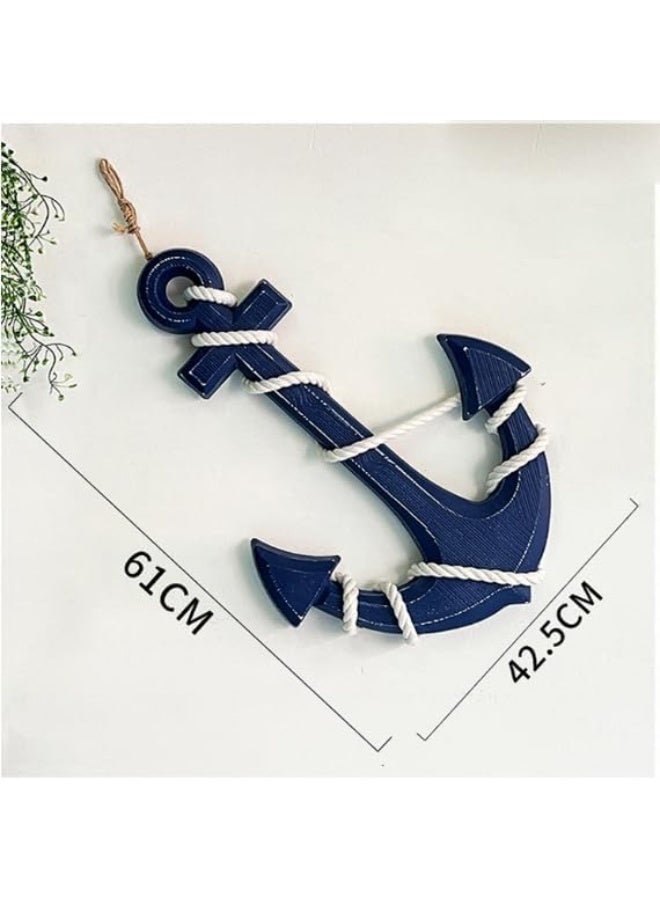 YINZUO YINZUO Nautical Anchor Wood Hanging Decoration Coastal Beach Decor Anchor Wall Decor (B)  - Image 3