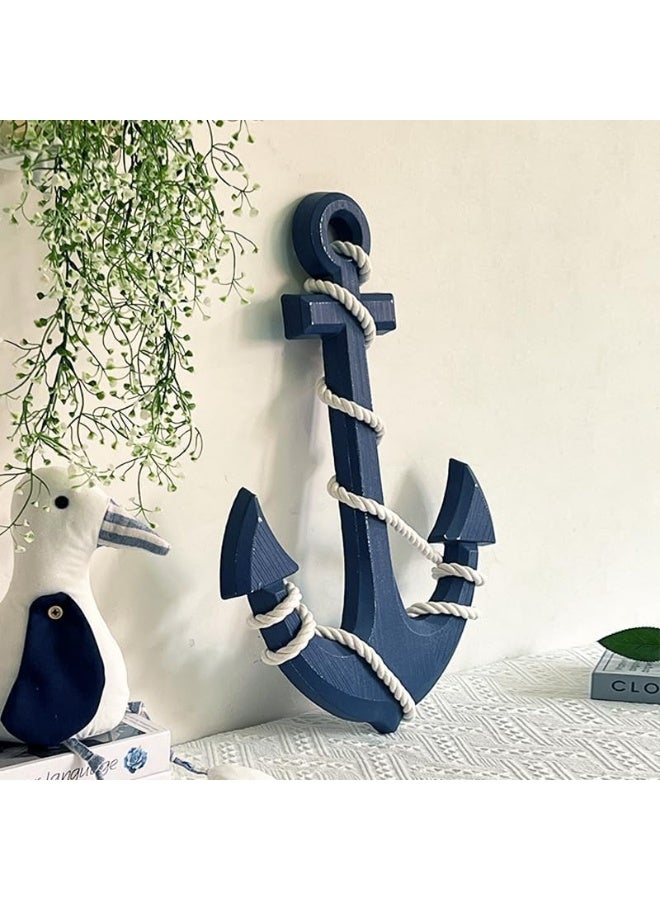 YINZUO YINZUO Nautical Anchor Wood Hanging Decoration Coastal Beach Decor Anchor Wall Decor (B)  - Image 1