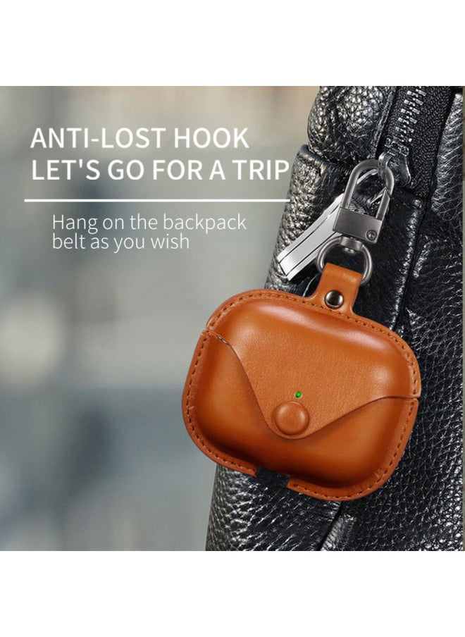 Generic - Protective Case For Apple Airpods 3 Generation Headphone Case Airpods Protective Case Leather Pro Bluetooth Headphone Case-Color:Dark Brown-Applicable Model:AirPods 4 - Image 1