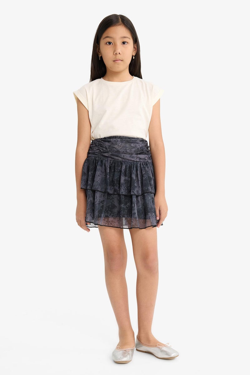 DeFacto Grey Girl Girl Elastic Waist Layered Tulle Skirt Casual - Image 3