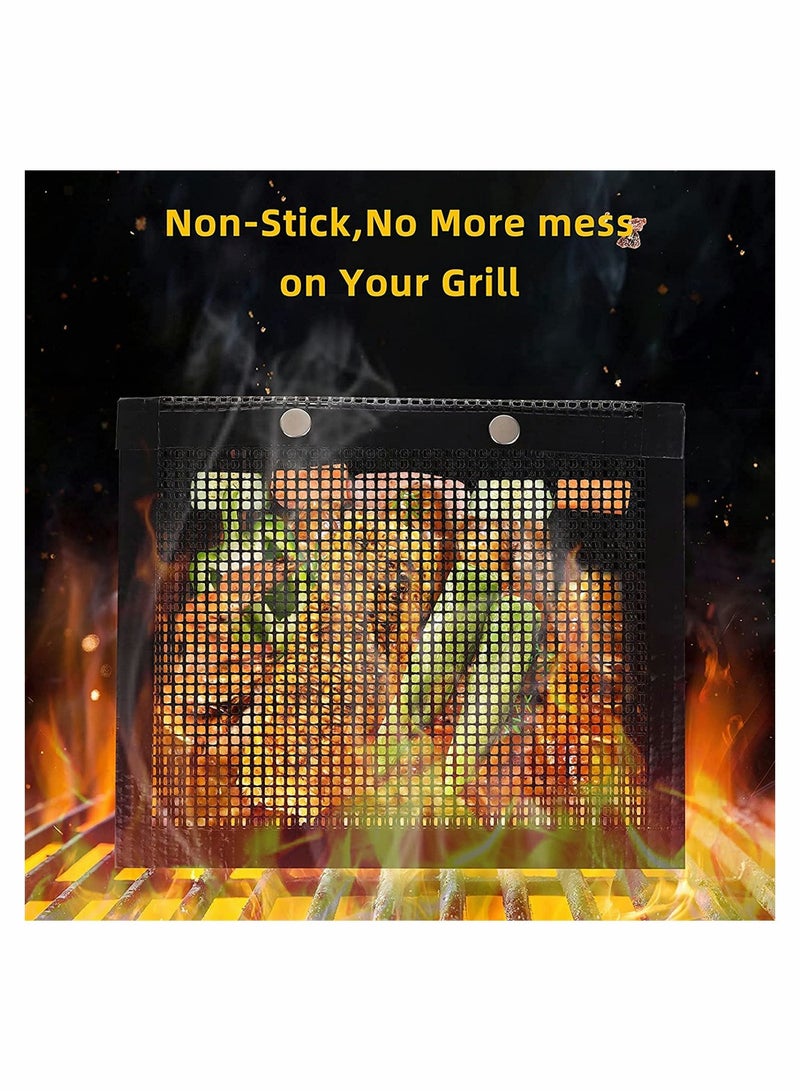 Zikra BBQ Mesh Grill Bags High Temperature Resistant Grid Barbecue Bag Reusable Grilling Pouches for Charcoal Gas Electric Grills Barbecue Bag Set Is A Must-Have for All Event 3 Pack Black - Image 2