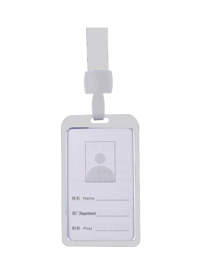 NIBEMINENT Aluminum Alloy Identity Badge Holder With Lanyard Silver - Image 2