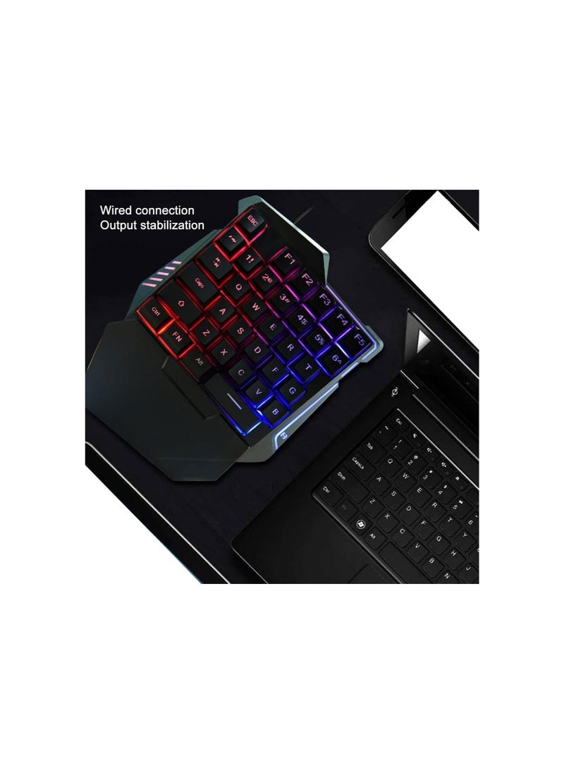 silvercnc - One Handed Gaming Keyboard, 35 Keys Colorful RGB Backlight Half Keyboard, Professional USB Interface Ergonomic Keypad, for Gaming Office Work - Image 1