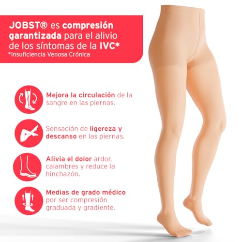 JOBST جوبست جوارب ضغط فائقة الشفافية حتى الخصر للنساء - بإصبع مغلق - ضغط طبي 20-30 مم زئبق - لعلاج الدوالي والعروق العنكبوتية - يساعد في منع التورم - طبيعي، كبير - Image 4