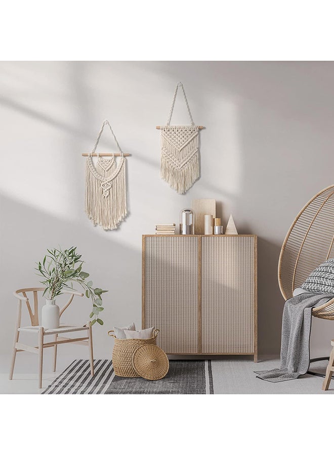 انتيكيانو قطعتان مكرمية جدارية صغيرة للتعليق على الحائط، ديكور عصري بوهيمي 30x12 سم - Image 2