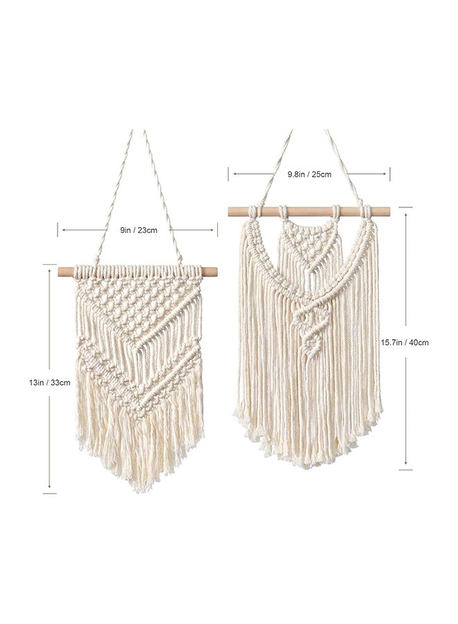 انتيكيانو قطعتان مكرمية جدارية صغيرة للتعليق على الحائط، ديكور عصري بوهيمي 30x12 سم - Image 3