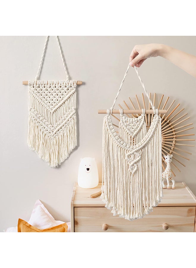 انتيكيانو قطعتان مكرمية جدارية صغيرة للتعليق على الحائط، ديكور عصري بوهيمي 30x12 سم - Image 5