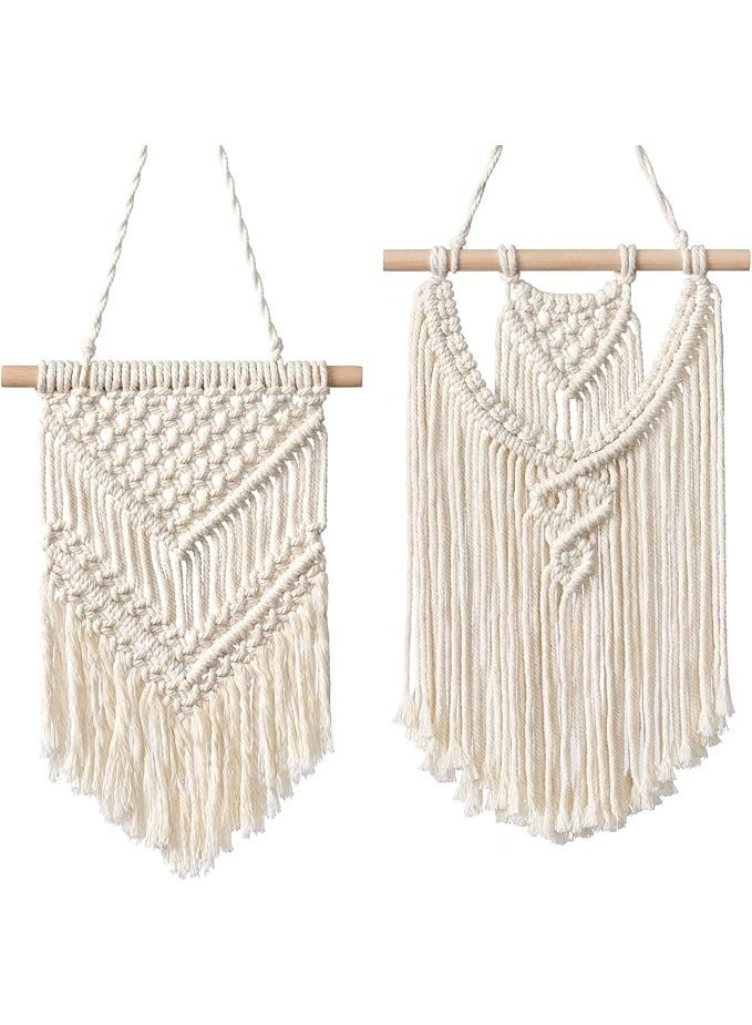 Antikiano Set of 2 Small Macrame Wall Hangings with Distinct Handmade Designs – Coordinated Boho Decor for Walls and Cozy Corners - Image 1