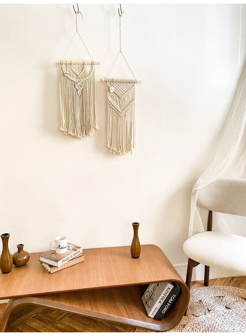 Antikiano Set of 2 Small Macrame Wall Hangings with Distinct Handmade Designs – Coordinated Boho Decor for Walls and Cozy Corners - Image 2