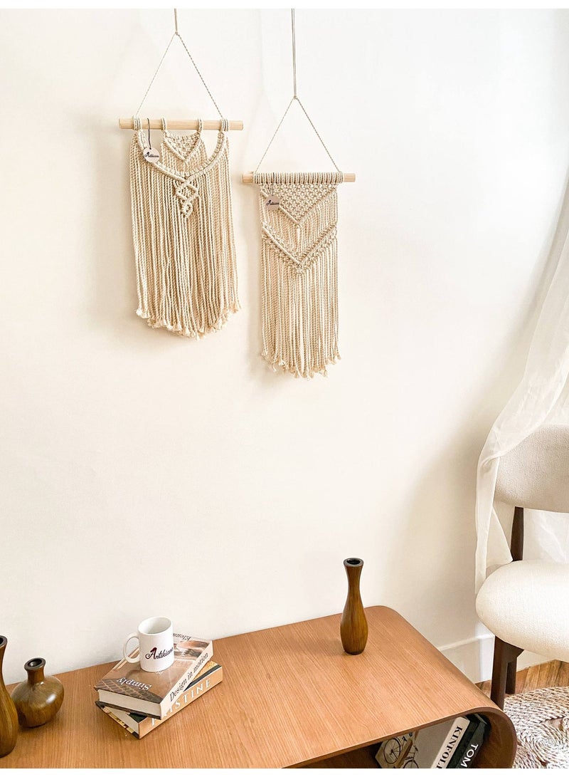 Antikiano Set of 2 Small Macrame Wall Hangings with Distinct Handmade Designs – Coordinated Boho Decor for Walls and Cozy Corners - Image 3
