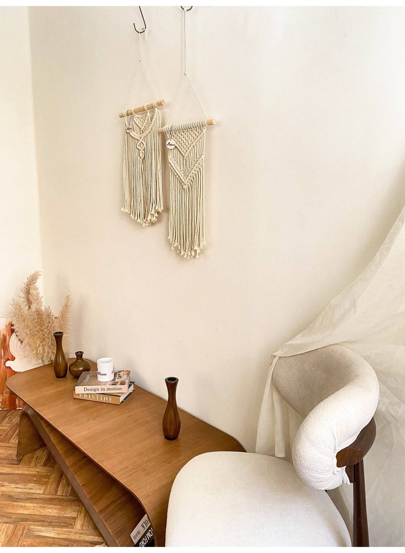 Antikiano Set of 2 Small Macrame Wall Hangings with Distinct Handmade Designs – Coordinated Boho Decor for Walls and Cozy Corners - Image 5