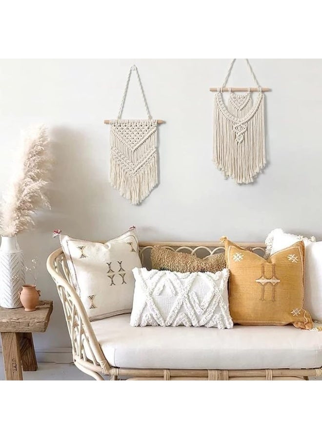 Antikiano Set of 2 Small Macrame Wall Hangings with Distinct Handmade Designs – Coordinated Boho Decor for Walls and Cozy Corners - Image 4