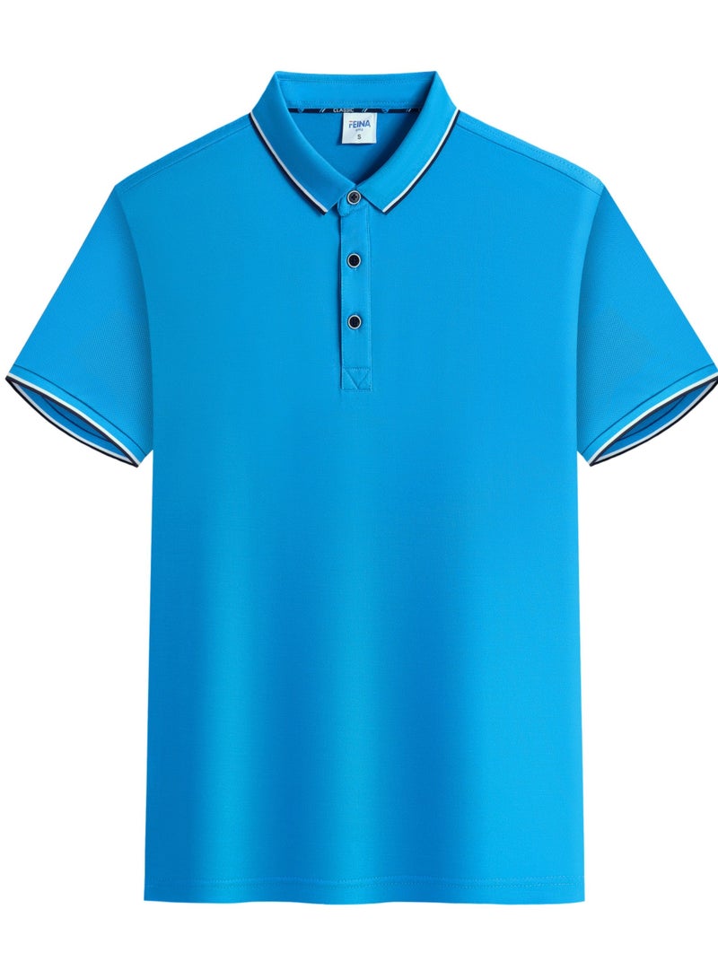 YEL PRO Men Quick Dry Breathable Elastic T-Shirt Lake Blue - Image 1