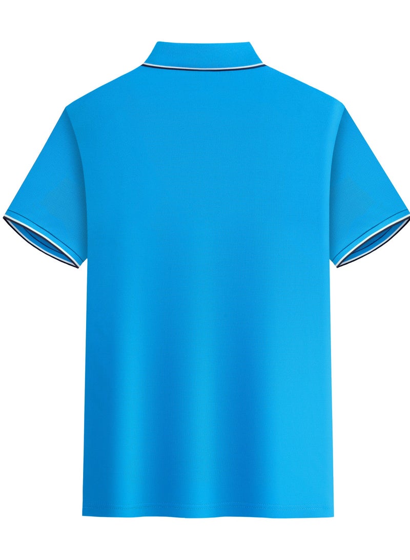 YEL PRO Men Quick Dry Breathable Elastic T-Shirt Lake Blue - Image 2