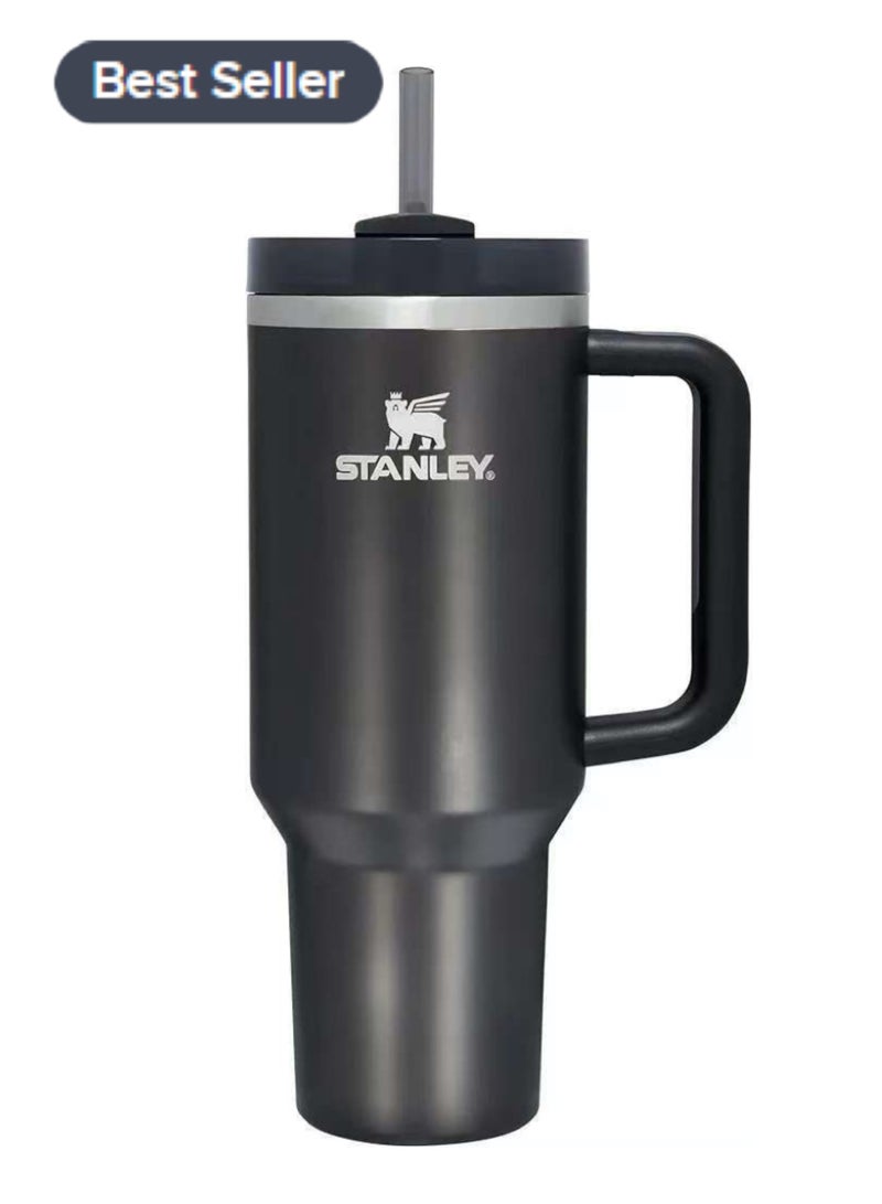 Stanley 40oz Stanley Quencher H20 Flowstate Stainless Steel Vacuum Insulated Tumbler with Lid and Straw for Water, Iced Tea or Coffee, Smoothie and More, Cream (Black) - Image 1