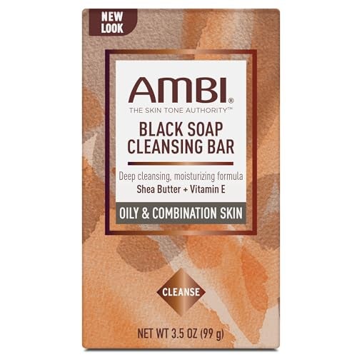 Ambi Black Soap Bar for Oily Skin with Shea Butter Aloe Vera and Cocoa Butter Formula to help with Natural Skin Care Moisturizing Skin and Even Skin Tone 35 oz