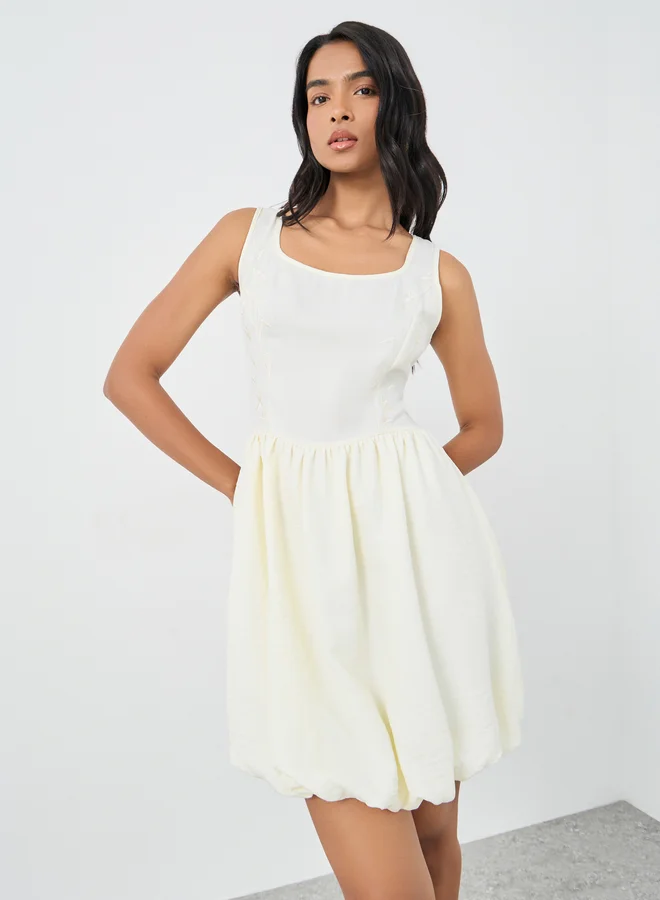 Take Two Take Two Solid Sleeveless Balloon Hem Mini Dress
