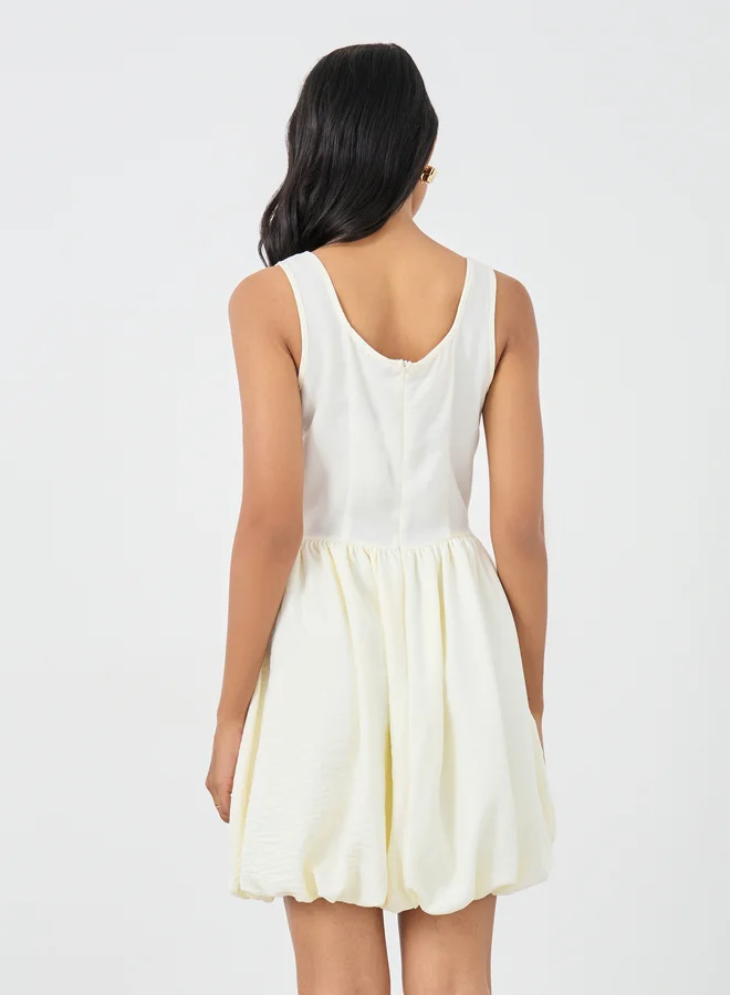 Take Two Take Two Solid Sleeveless Balloon Hem Mini Dress