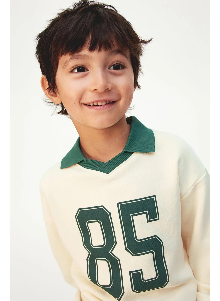 اتش اند ام Print-Motif Collared Sweatshirt