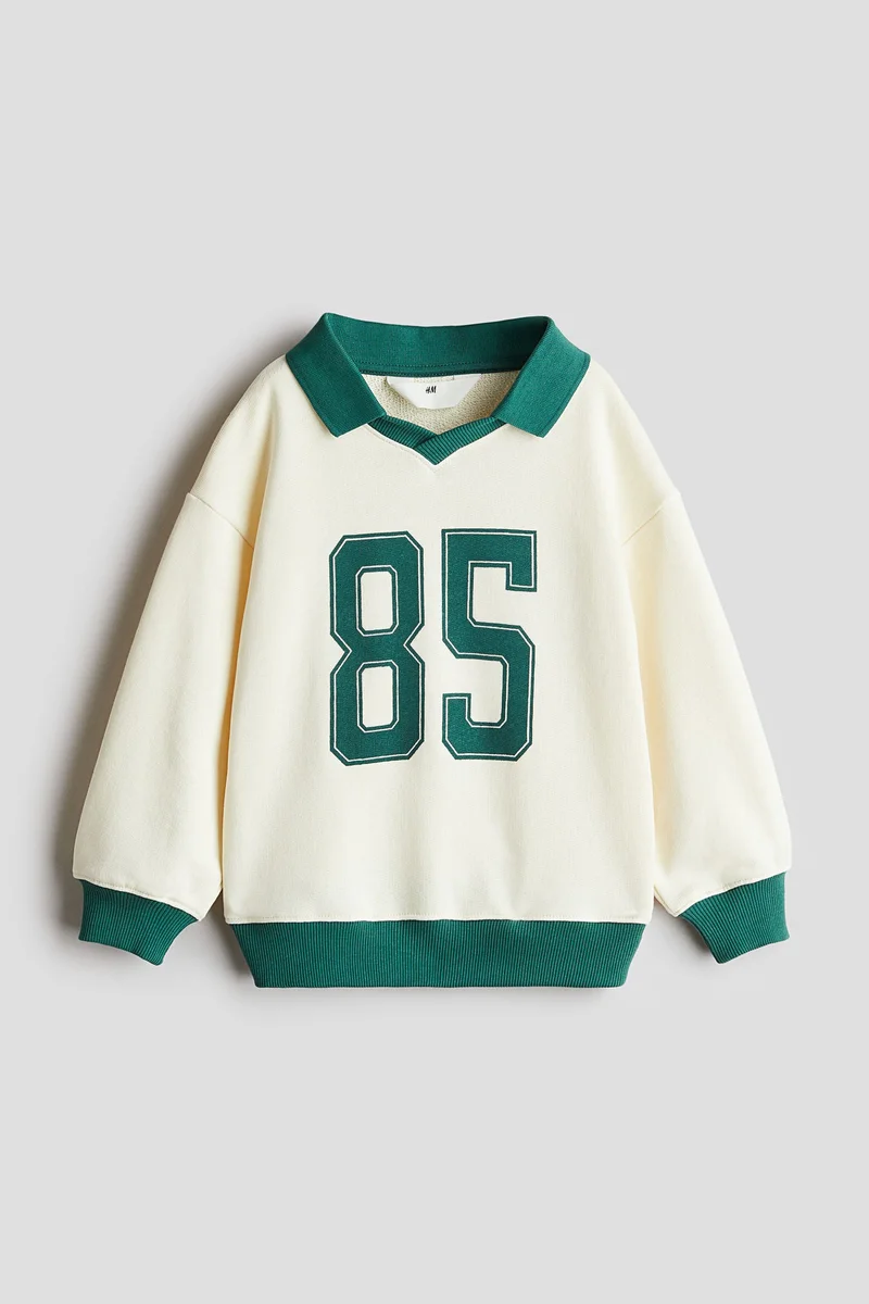 H&M Print-Motif Collared Sweatshirt