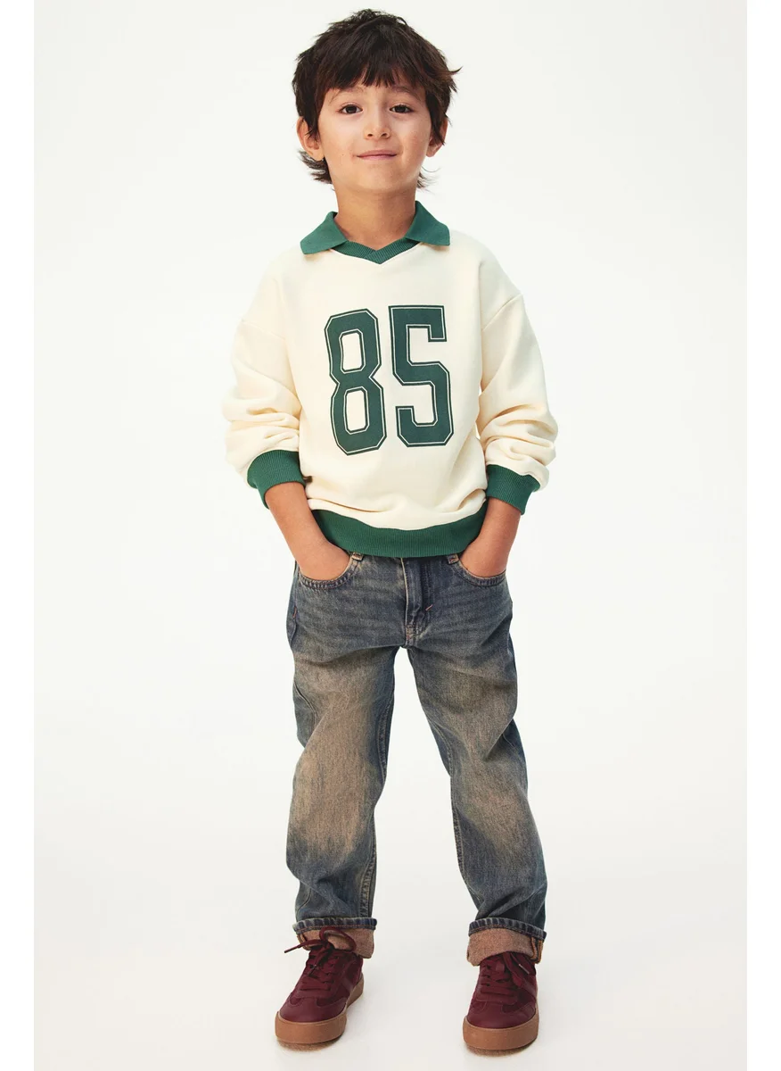 اتش اند ام Print-Motif Collared Sweatshirt