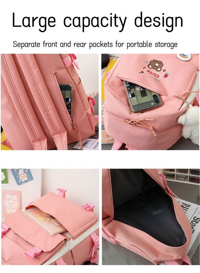 Reelyo Backpack for Girls 5 Pcs School Bookbag  Kids Schoolbag with Accessories Crossbody Bags Pencil Case Handbag Coin Purse - Image 4
