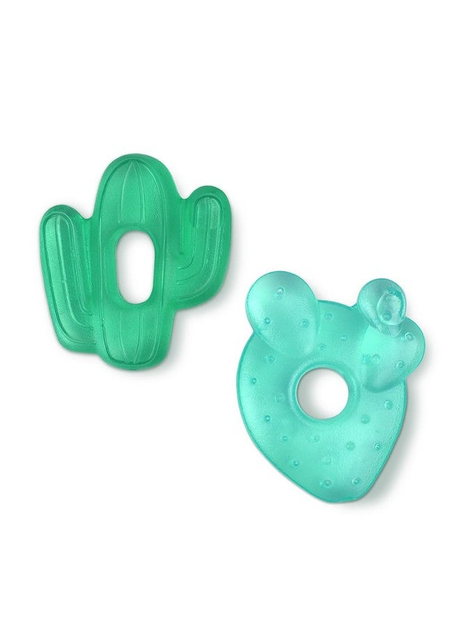 Itzy Ritzy Water-Filled Teethers - Cold Cutie Coolers Textured On Both Sides to Massage Sore Gums & Emerging Teeth - Can Be Chilled in Refrigerator, Set of 2 Green Cactus Water Teethers - Image 1