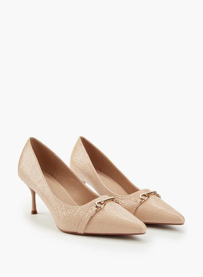 Flora Bella By Shoexpress Flora Bella Textured Slip-On Pumps With Stiletto Heels