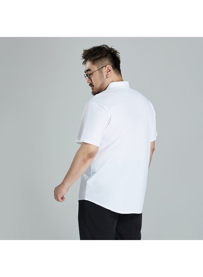 Ayoupang Summer Plus Size Elastic Round Neck Shirt Ice Silk Elastic Loose Business Casual Short Sleeve Shirt Men - Image 4