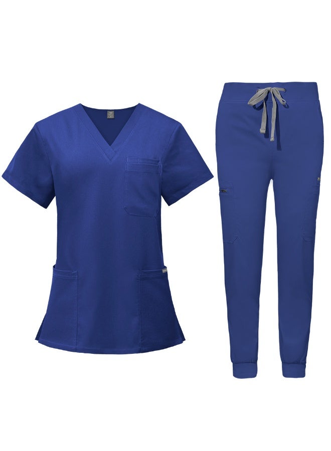 NIBEMINENT Beauty Spa Salon Clothes Doctor Nursing Uniforms Medical Scrubs Set V-neck Tops Pants Clinical Nurse Surgery Uniform - Image 1
