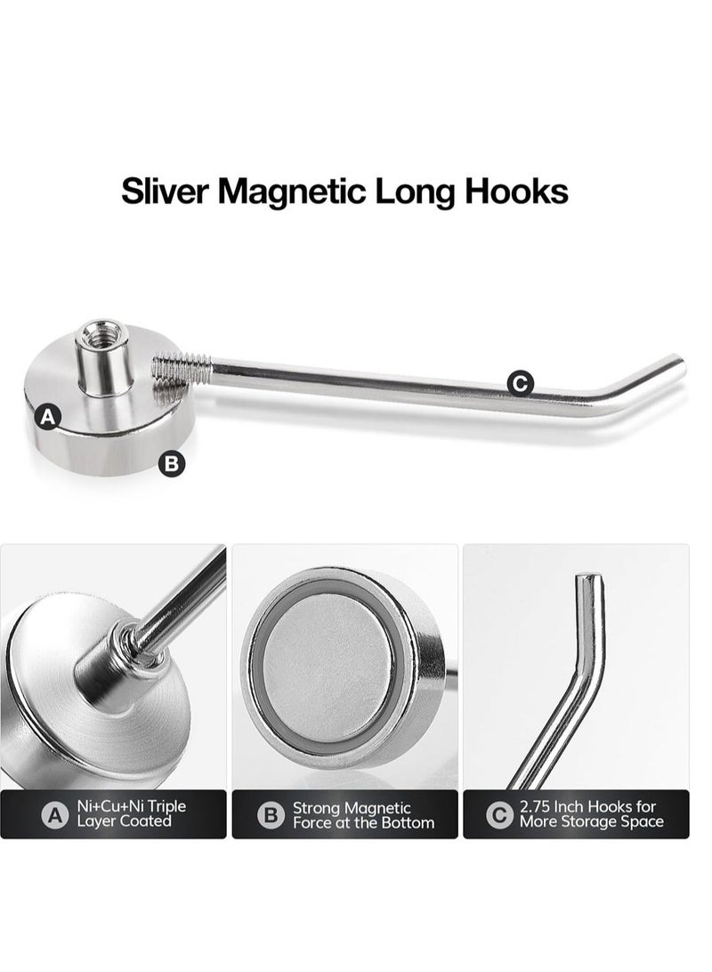 Magnetic Hooks 6 Pack 3 Inch Long Magnetic Cruise Hook Carrying capacity 15 lb+ Heavy Duty Magnets Hook for Hanging Large Metal Magnetic Hooks for Cabins Grill Fridge Door - Image 3
